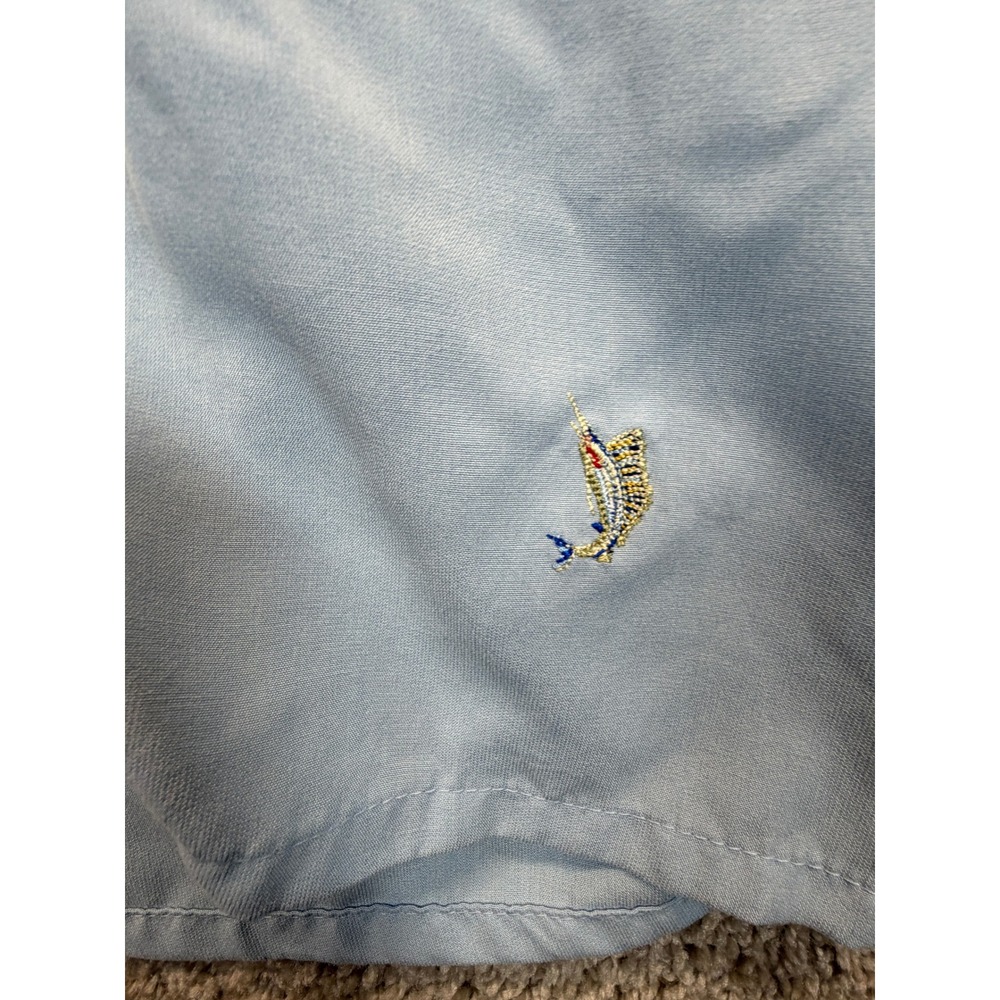 Bamboo Cay Mens XL Blue Marlin Embroidered Short Sleeve Button Down Shirt Modal - Picture 3 of 9